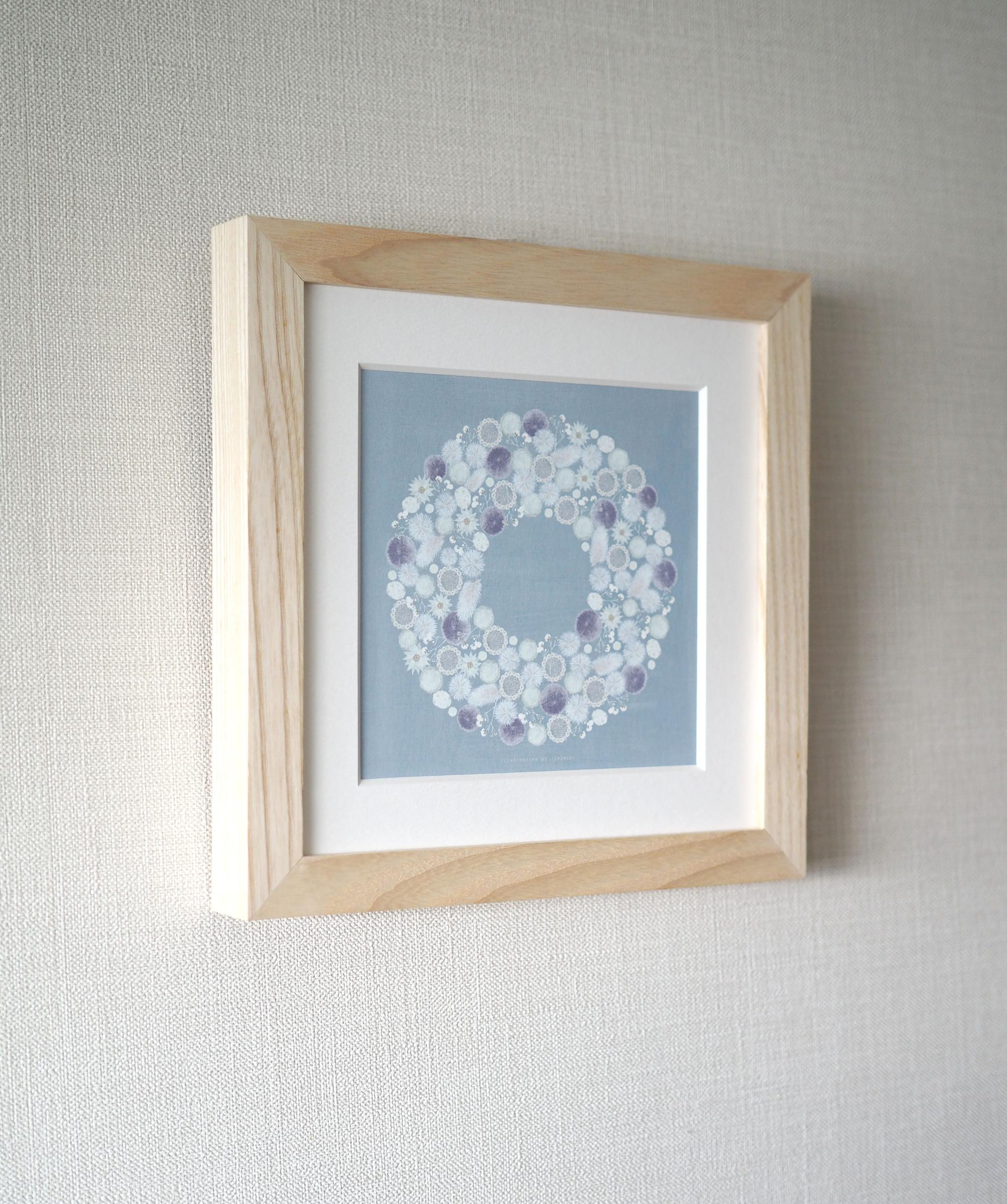 白いラグラスと小石のリース【サイズは３種類】カードとポスター選べます | 2枚目