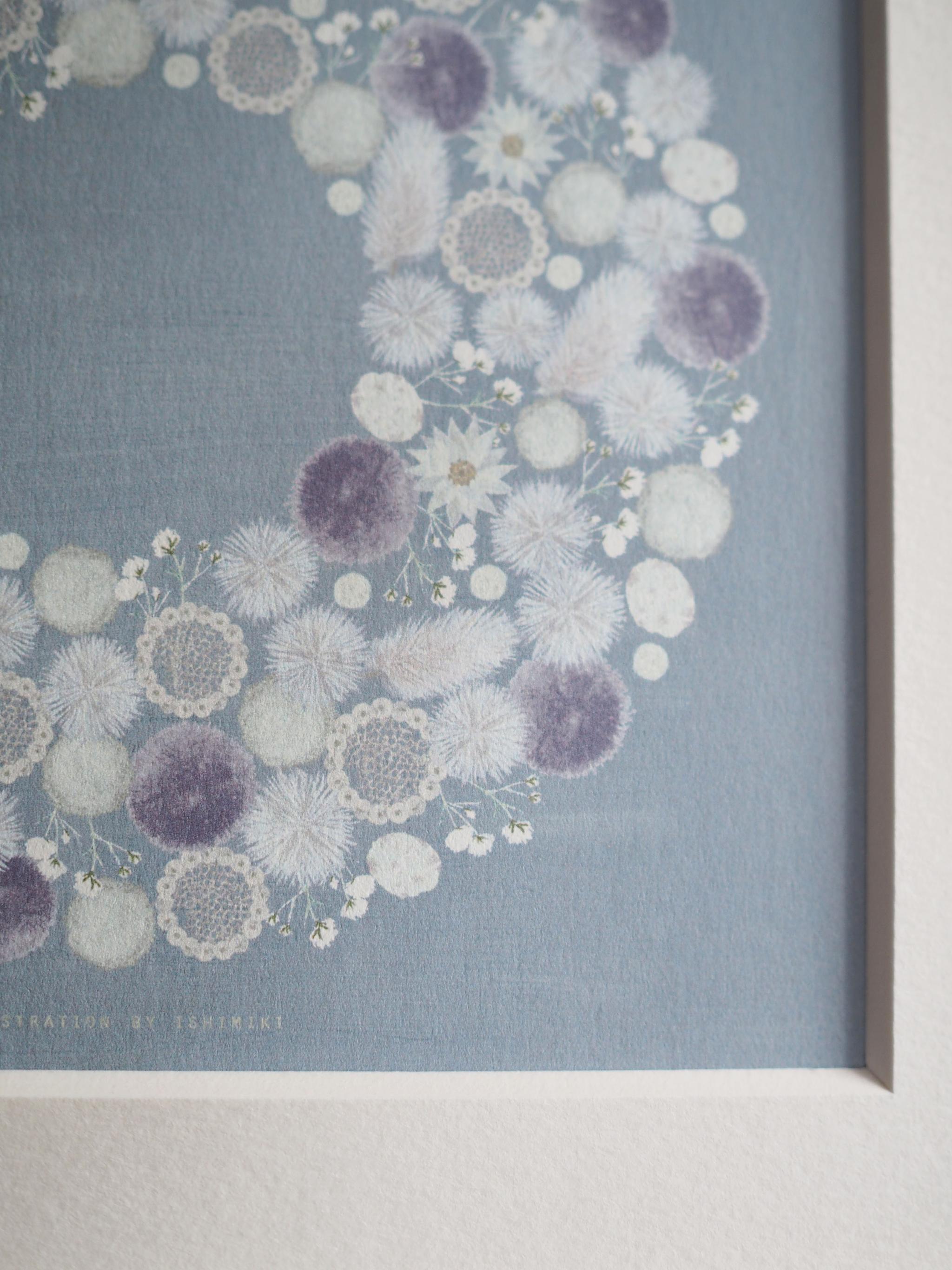 白いラグラスと小石のリース【サイズは３種類】カードとポスター選べます | 3枚目