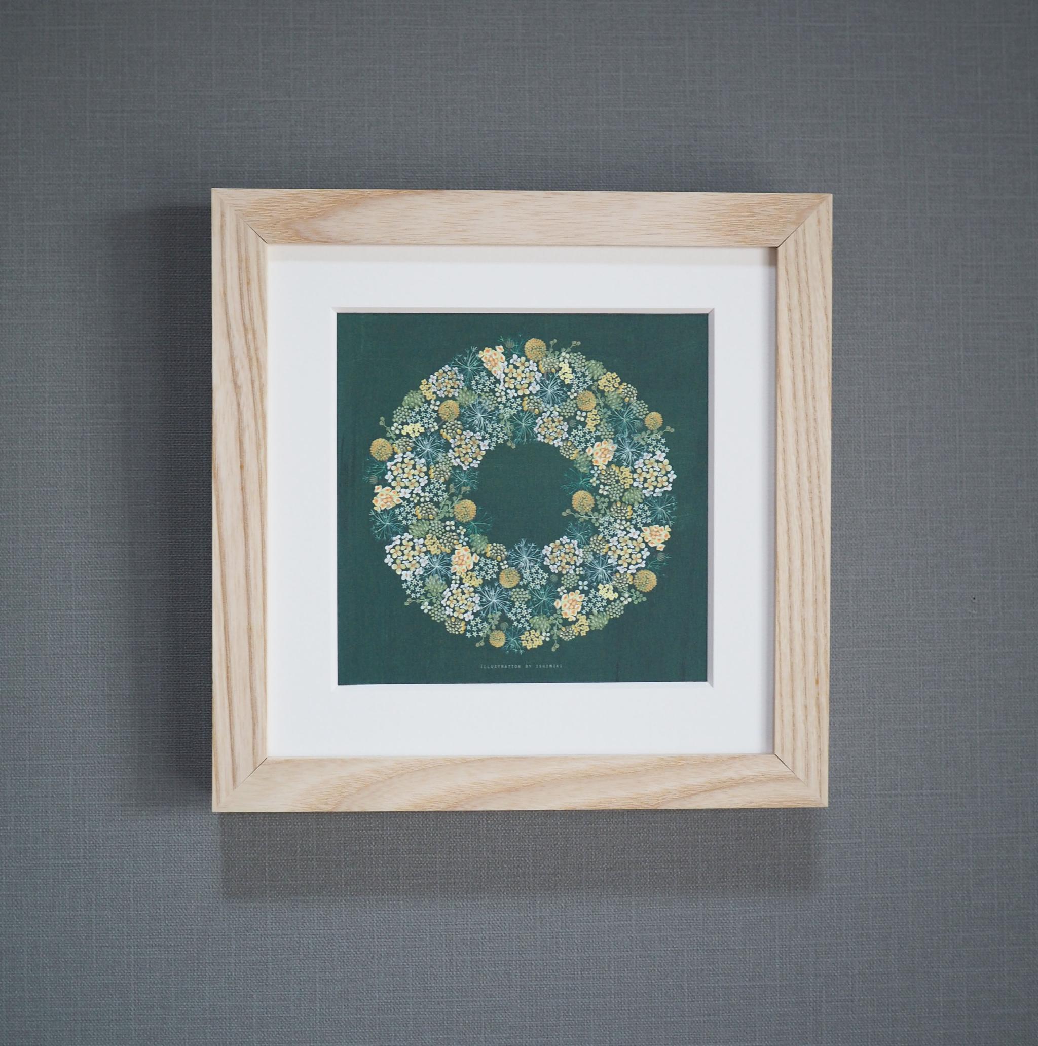 クラスペディアとミツマタのリース【サイズは３種類】カードとポスター選べます | 4枚目