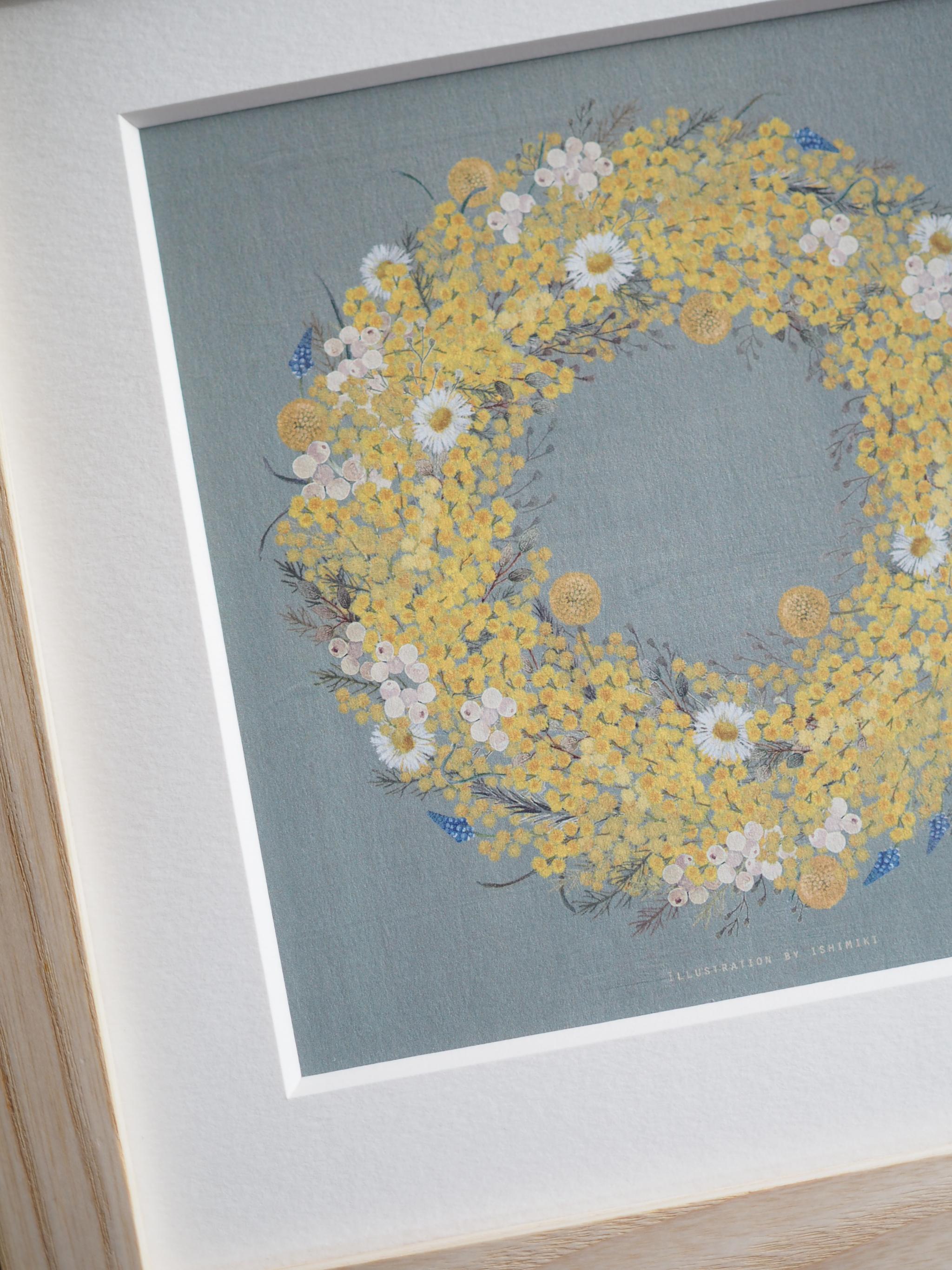 ハルジオンとミモザのリース【サイズは３種類】カードとポスター選べます | 2枚目