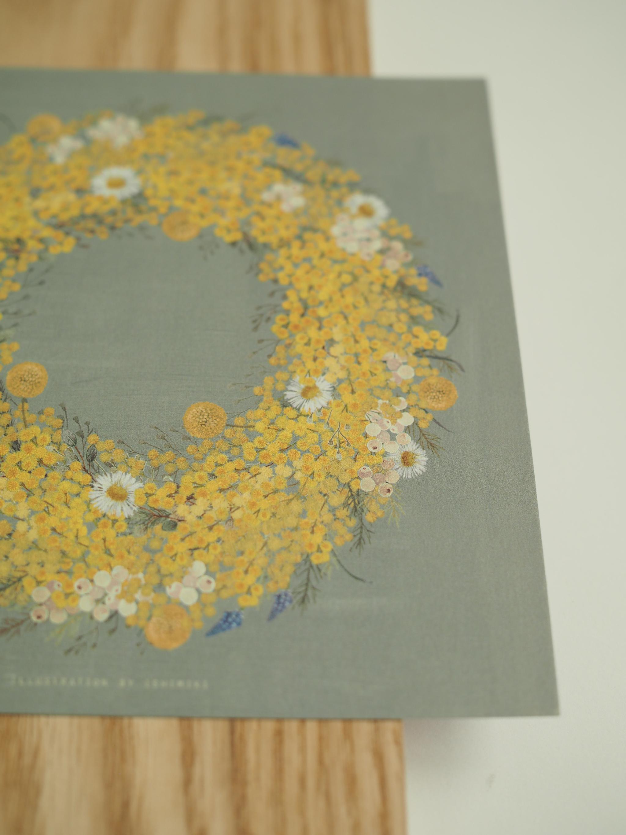 ハルジオンとミモザのリース【サイズは３種類】カードとポスター選べます | 3枚目