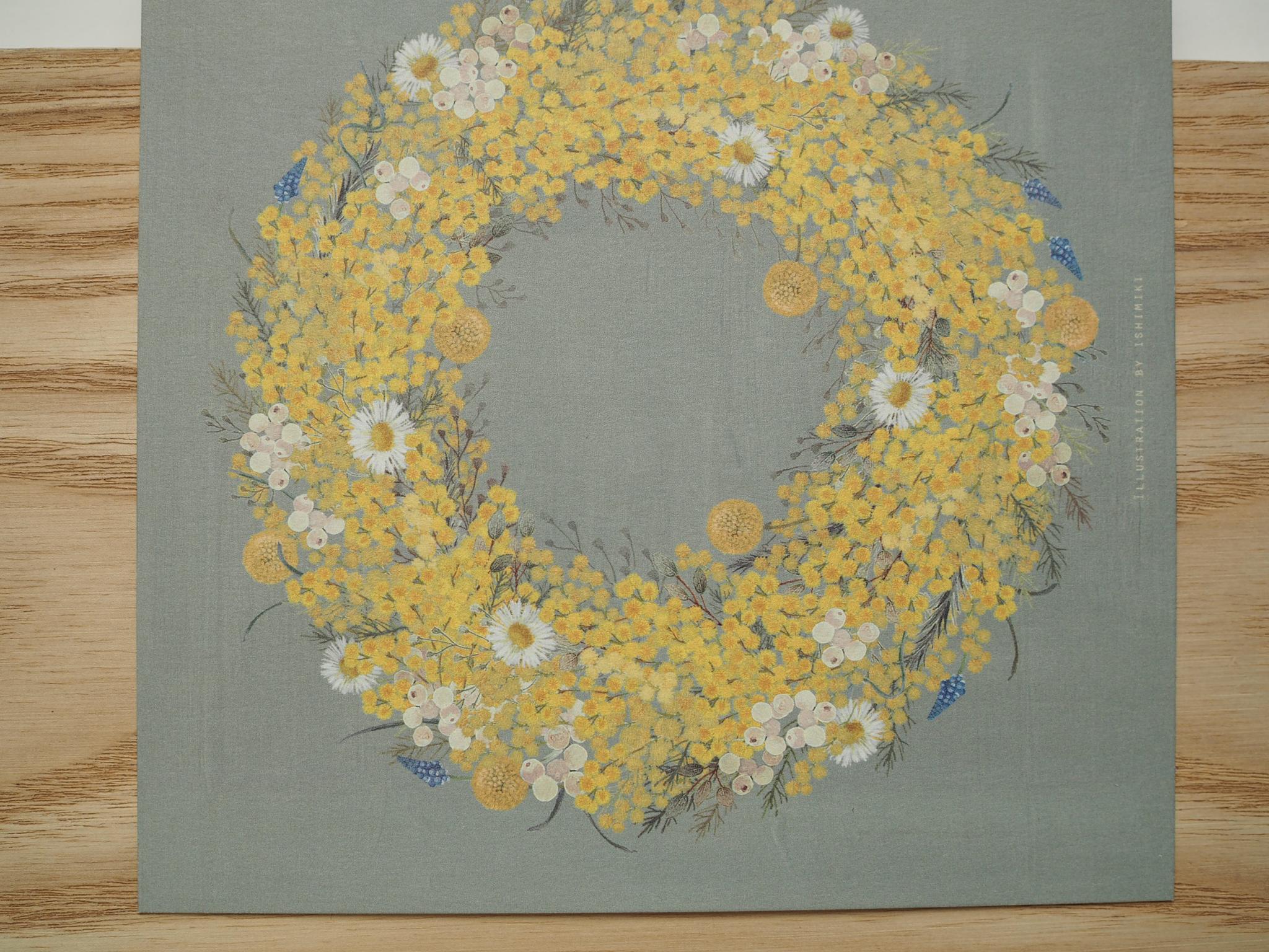 ハルジオンとミモザのリース【サイズは３種類】カードとポスター選べます | 4枚目