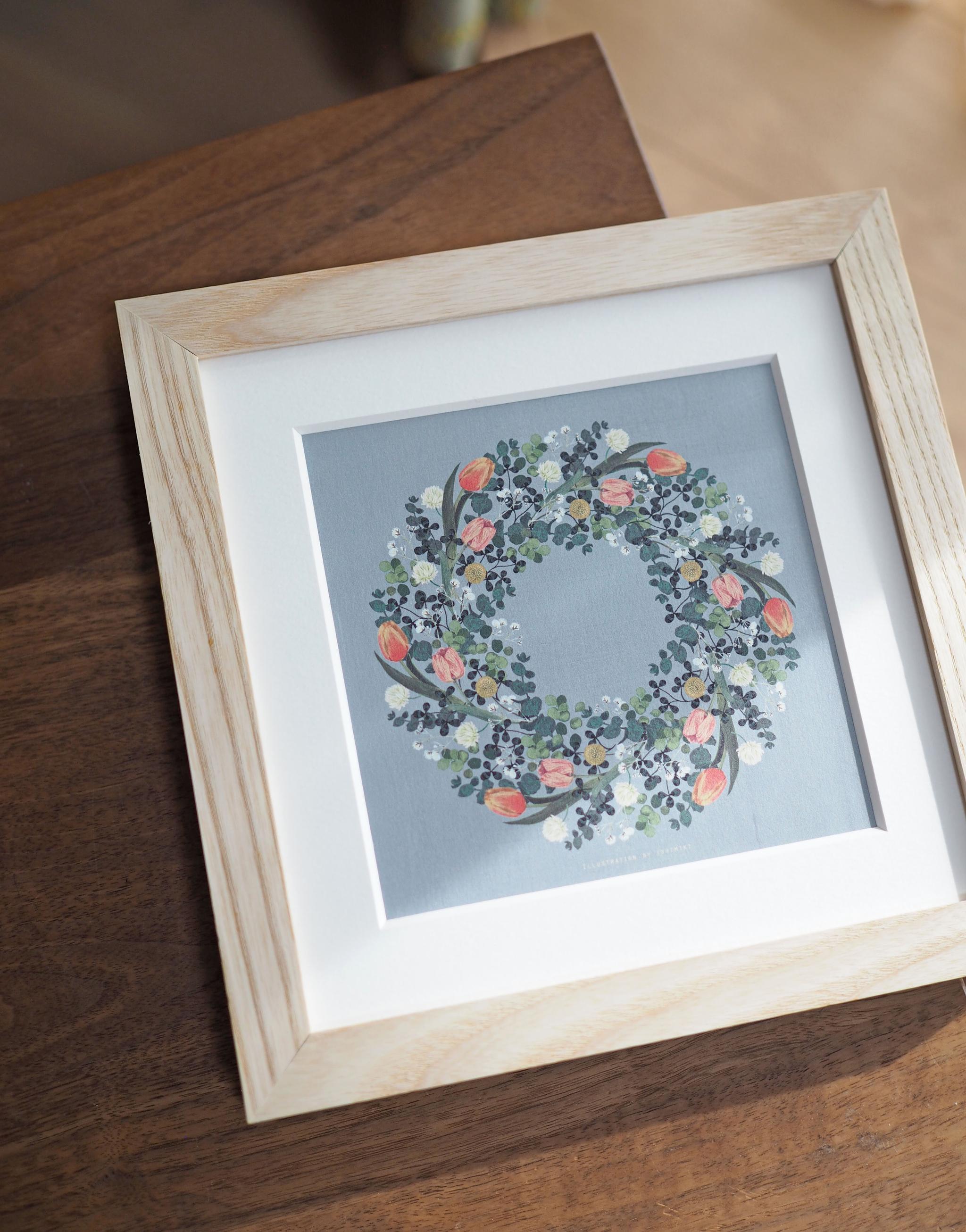 チューリップとクローバーのリース【サイズは３種類】カードとポスター選べます1枚目の画像