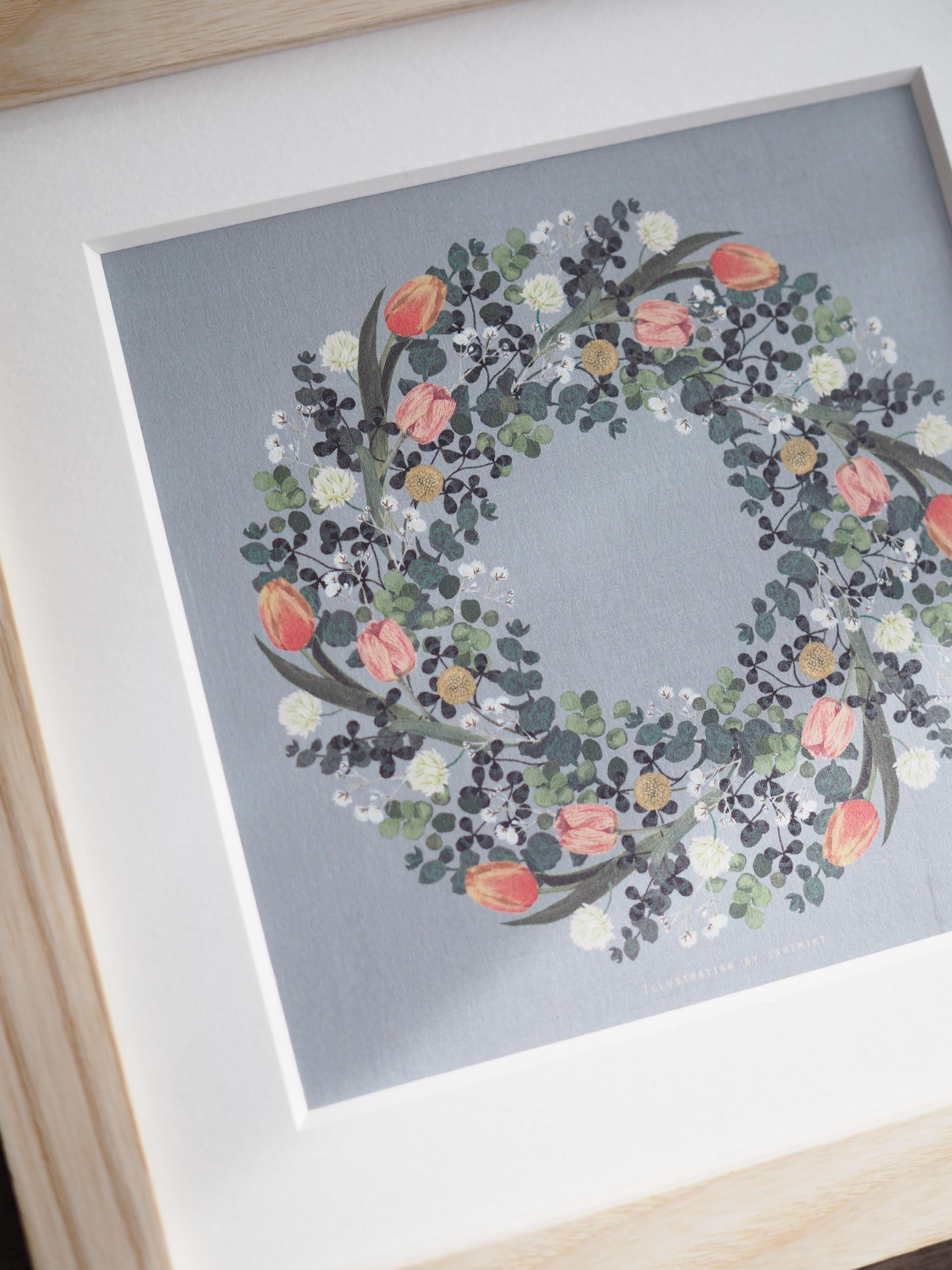 チューリップとクローバーのリース【サイズは３種類】カードとポスター選べます | 2枚目