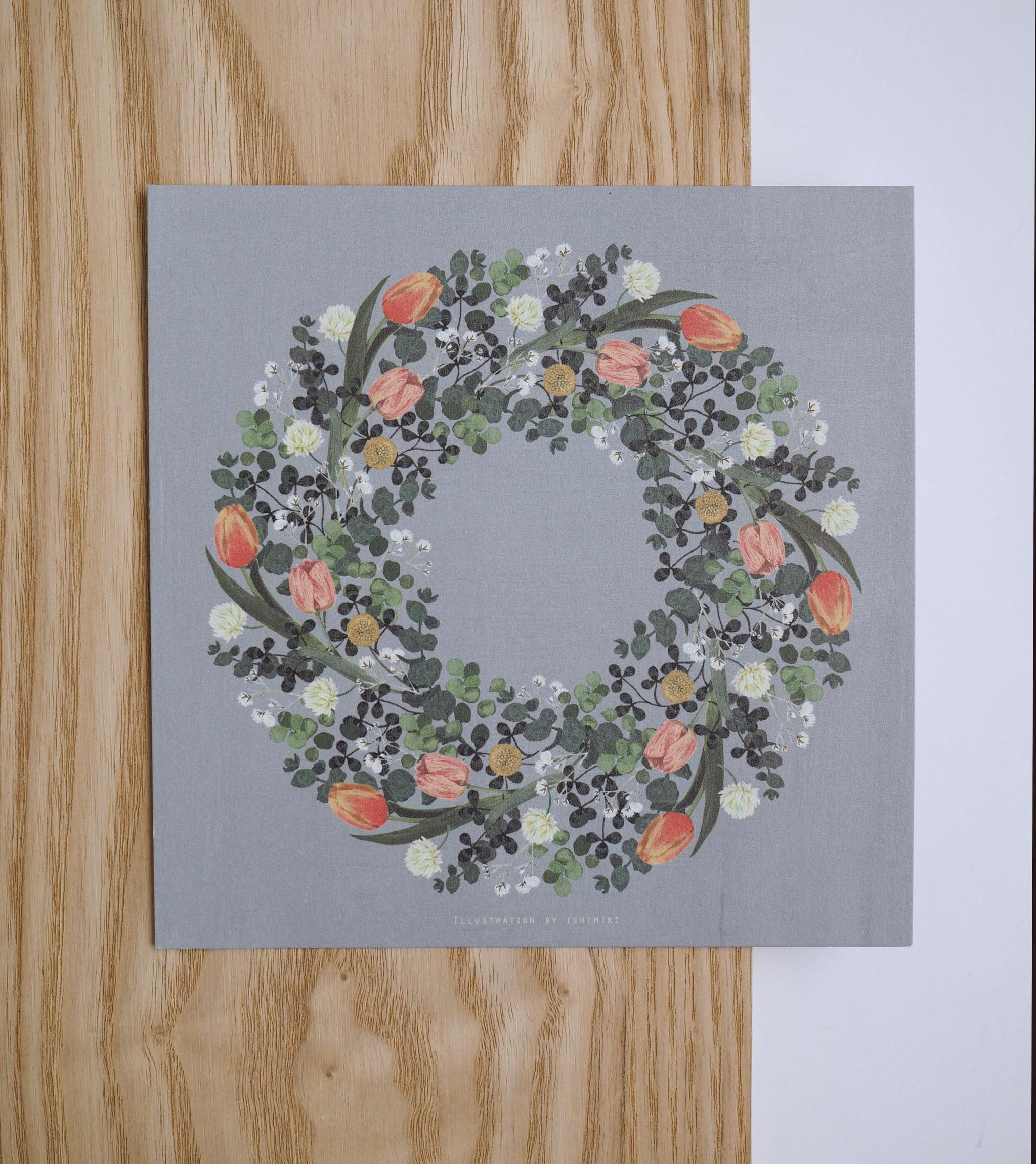 チューリップとクローバーのリース【サイズは３種類】カードとポスター選べます | 6枚目