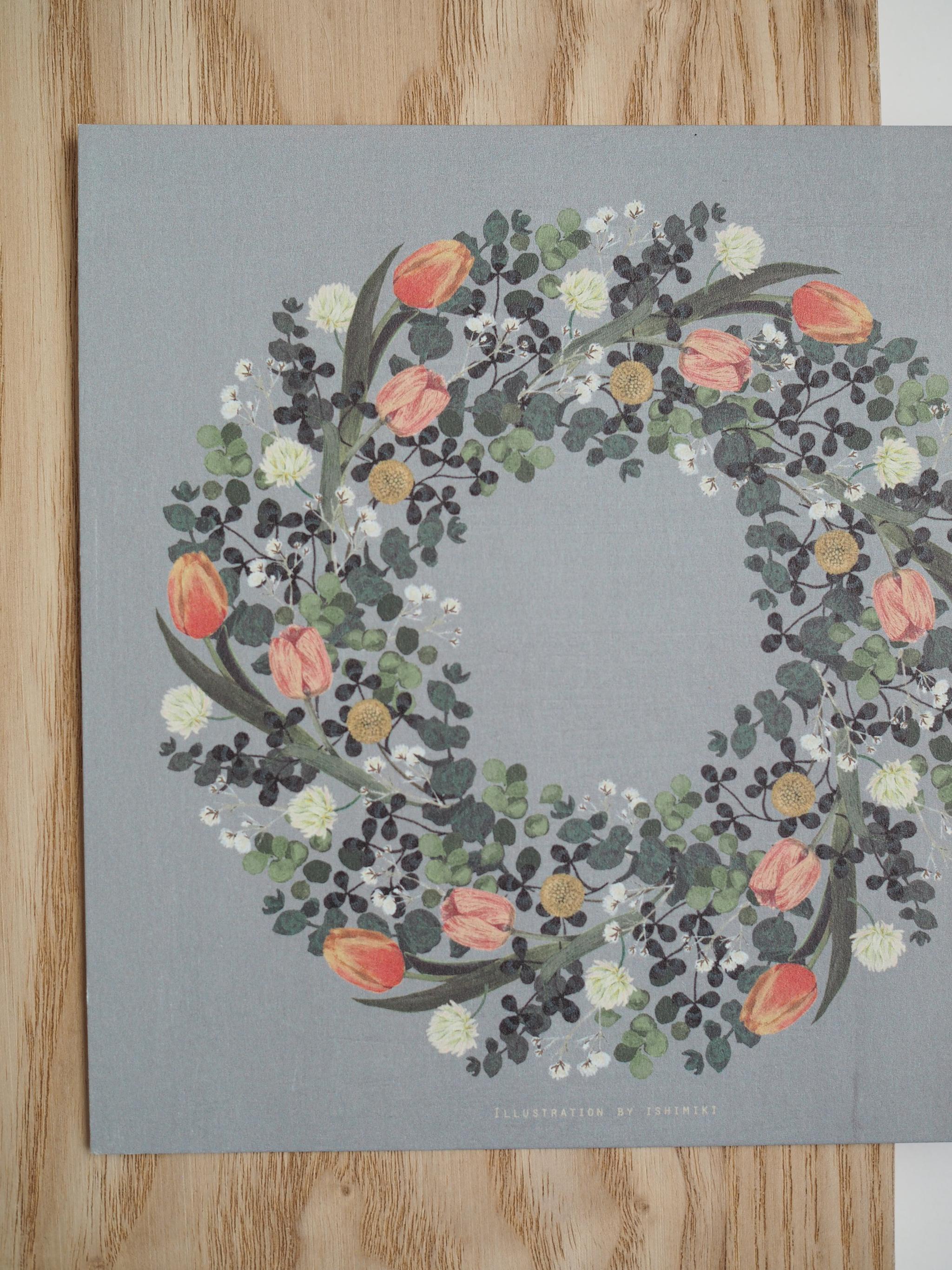 チューリップとクローバーのリース【サイズは３種類】カードとポスター選べます | 8枚目