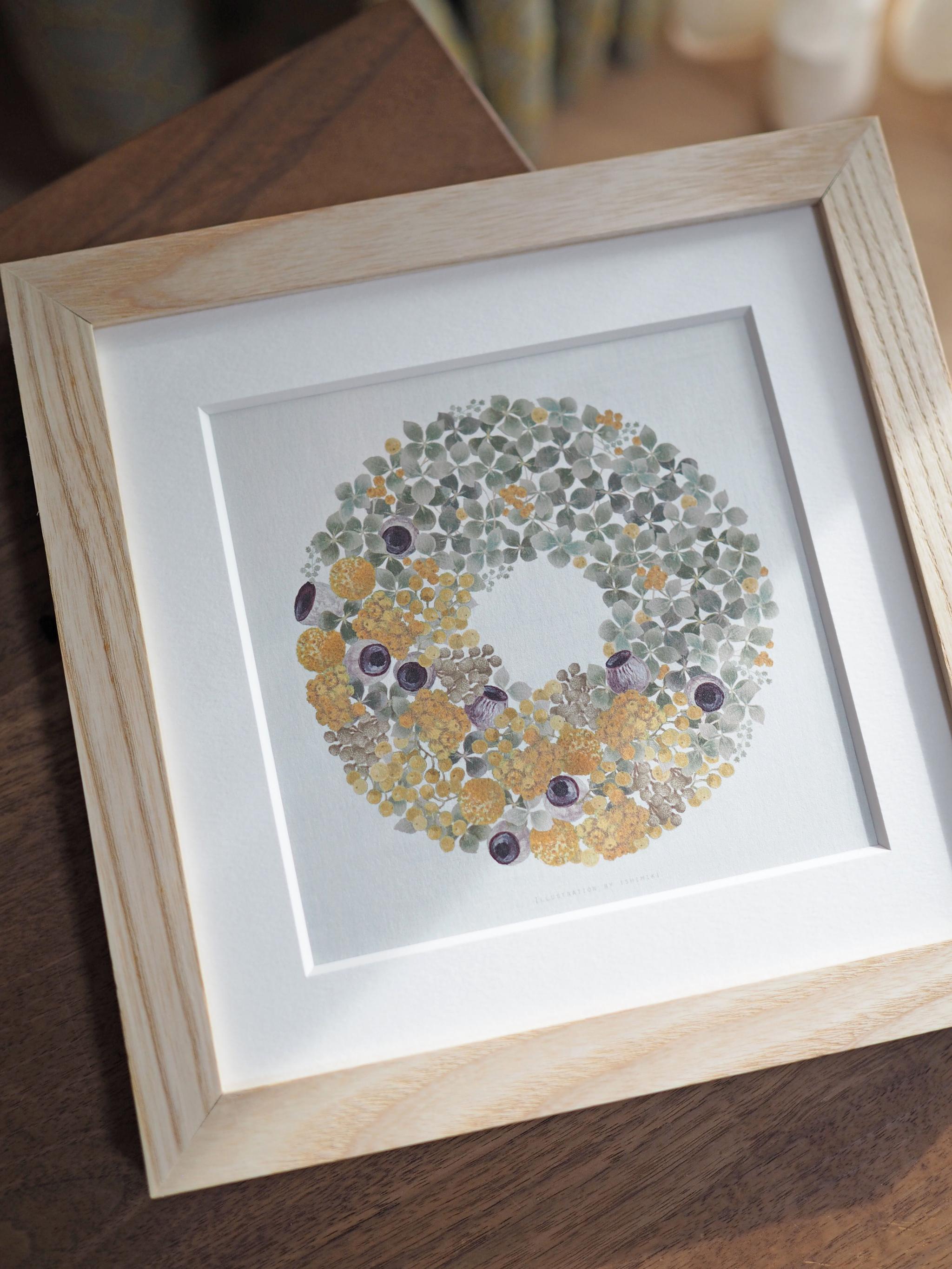 アナベルとクラスペディアのツートーンリース【サイズは３種類】カードとポスター選べます1枚目の画像