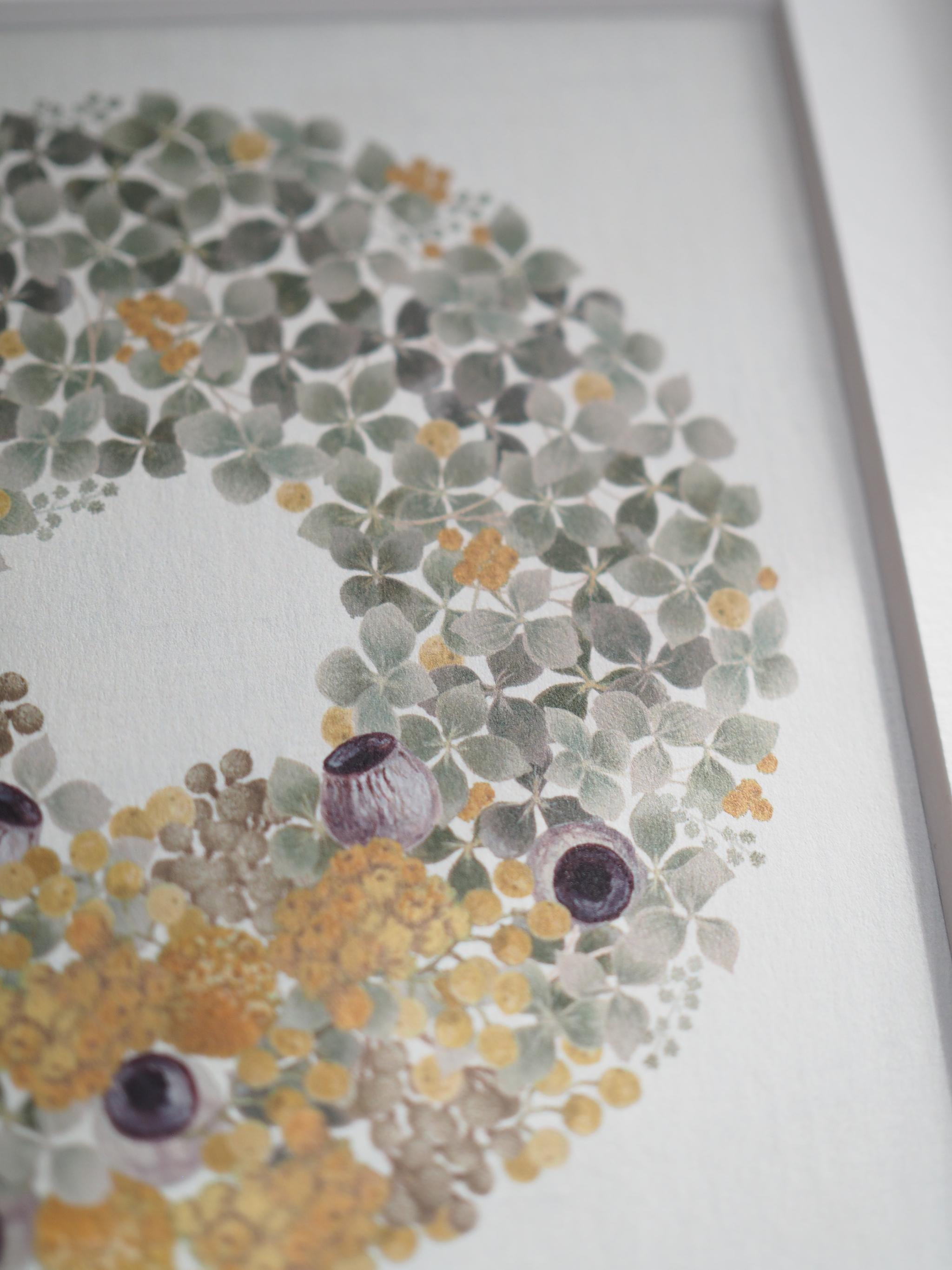 アナベルとクラスペディアのツートーンリース【サイズは３種類】カードとポスター選べます | 4枚目