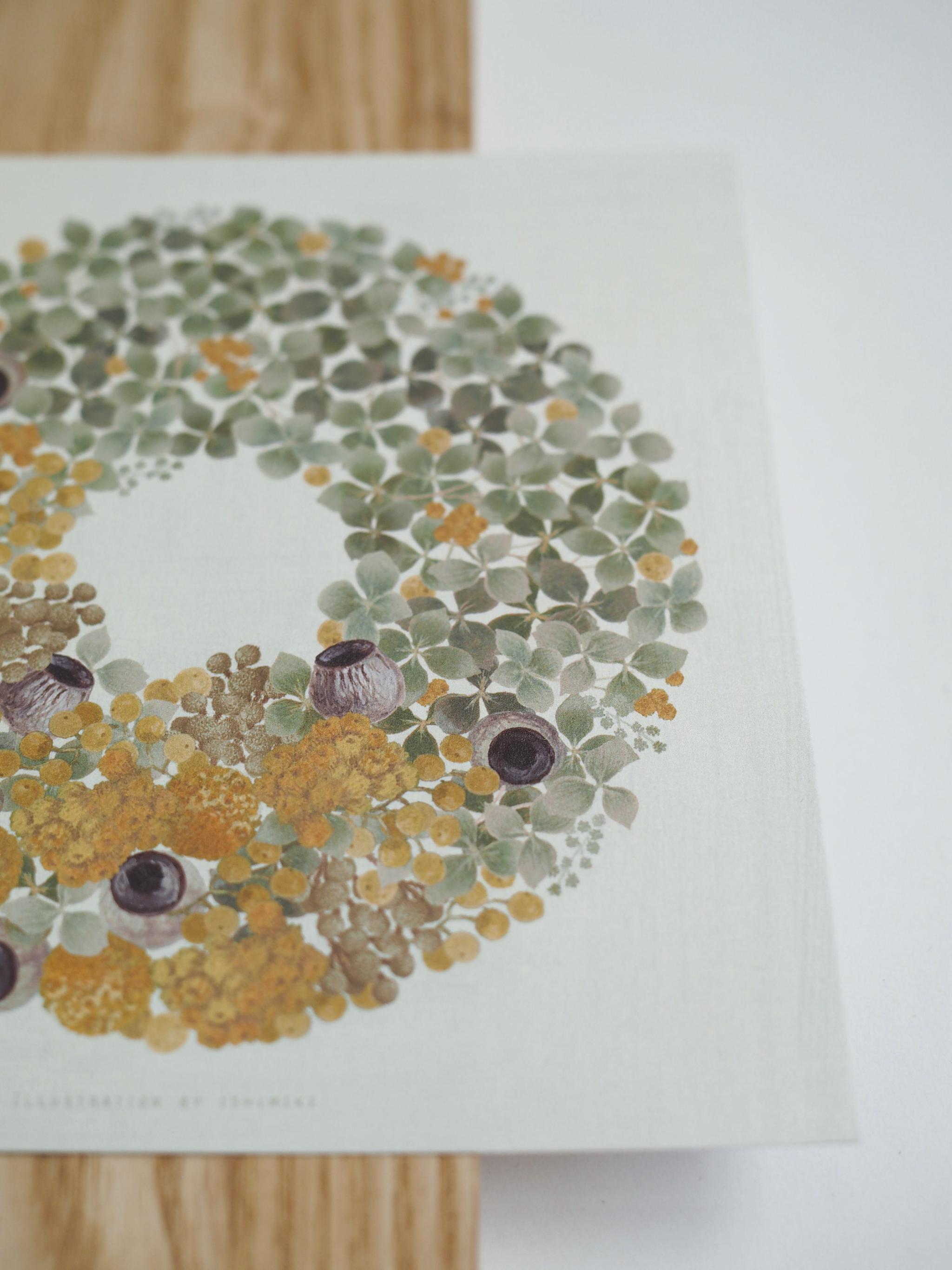 アナベルとクラスペディアのツートーンリース【サイズは３種類】カードとポスター選べます | 5枚目