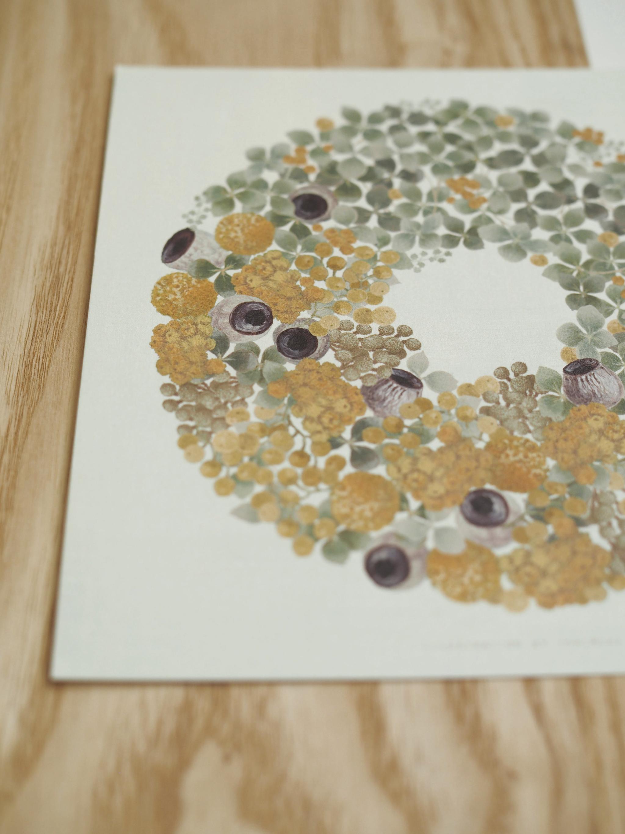 アナベルとクラスペディアのツートーンリース【サイズは３種類】カードとポスター選べます | 6枚目