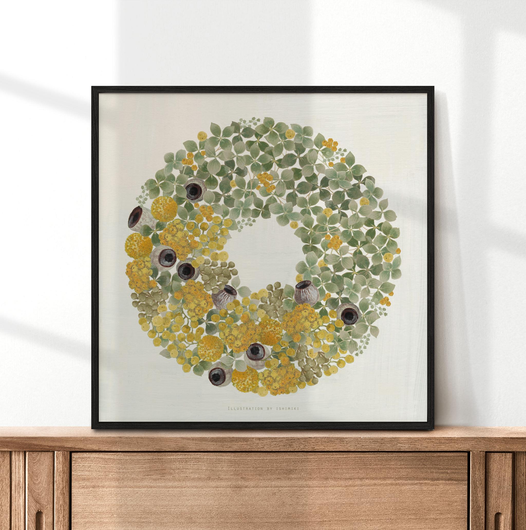 アナベルとクラスペディアのツートーンリース【サイズは３種類】カードとポスター選べます | 7枚目