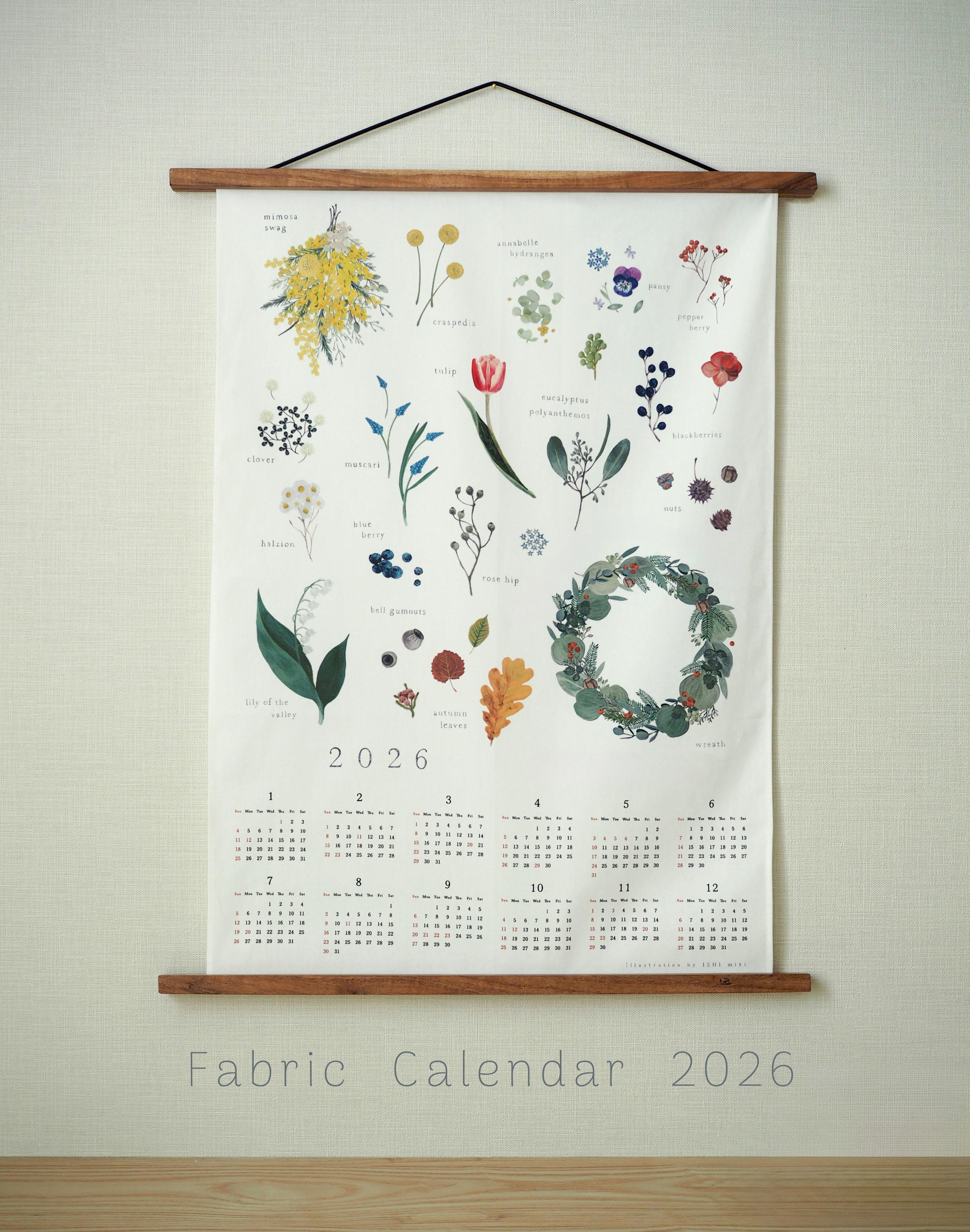 Blomary ファブリックカレンダー 2026【予約販売】発送は10月上旬以降1枚目の画像